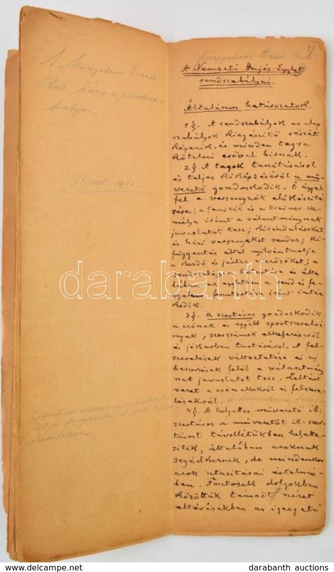 1922 Műegyetemi Evező Club Ház és Rendszabályai, A Nemzeti Hajós Egylet Rendszabályaiból átjavítva, Módosítva, Hajtásnyo - Sin Clasificación