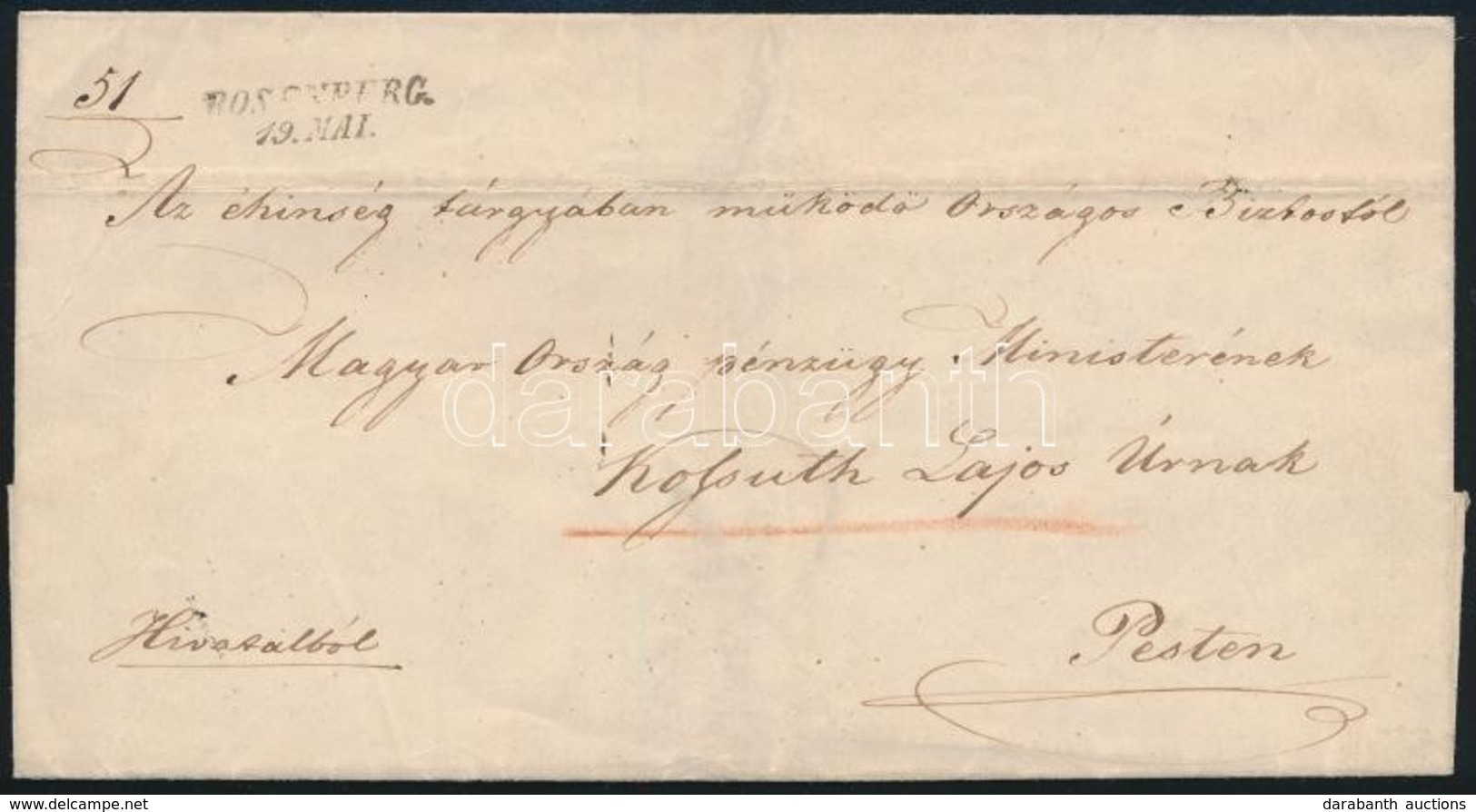 1848 Madocsányi Pál (1807-1875) éhínség Tárgyában Működő Országos Biztos, (Árva Vármegye Főispánja), Levelének Borítékja - Ohne Zuordnung