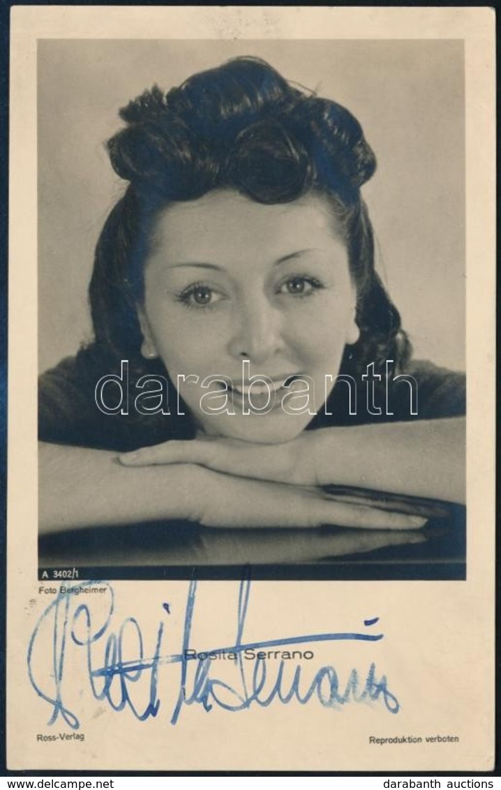 Rosita Serrano Chilei-német énekesnő Saját Kézzel Aláírt Képeslap / Autograph Signed Postcard - Andere & Zonder Classificatie