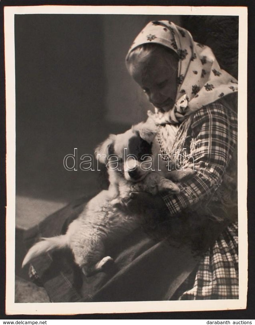 1936 Ghyczy-Udránszky László: A Kedvenc, Feliratozott Vintage Fotóművészeti Alkotás, 30x24 Cm - Sonstige & Ohne Zuordnung