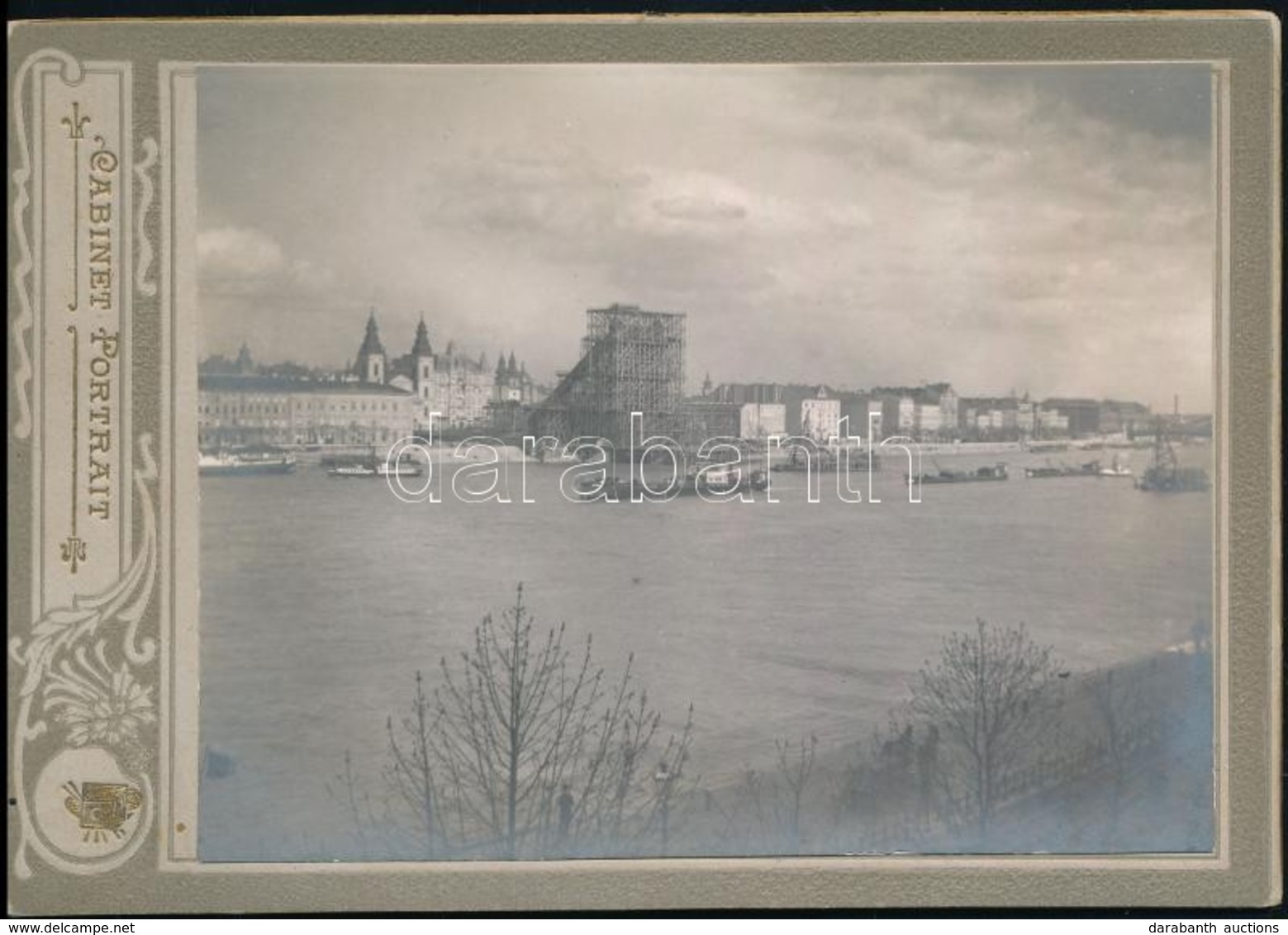 Cca 1900 Az épülő Erzsébet-híd, Fotó, Kartonra Ragasztva, 9×11,5 Cm - Sonstige & Ohne Zuordnung