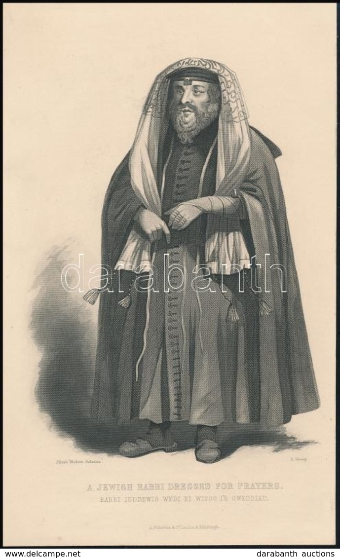 1816 Imához öltözött Zsidó Rabbi, Acélmetszet, Megjelent John Allen: Modern Judaism Című Könyvében, Jó állapotban, 24,5× - Autres & Non Classés