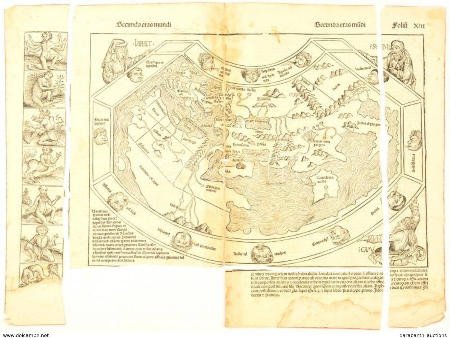 1493 Secunda Etas Mundi - VIlágtérkép. Az Amerika Felfedezése Előtti Világot ábrázoló Fametszetű Térkép Hartmann Schedel - Altri & Non Classificati