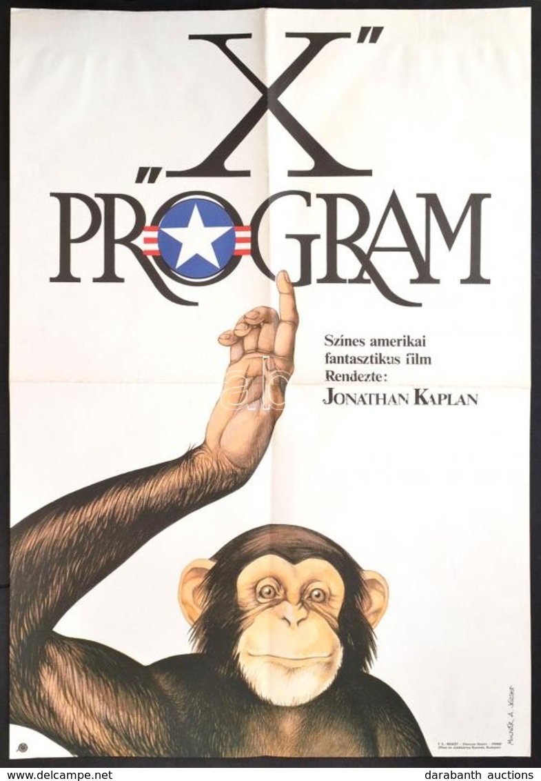 1987 Molnár A. József (?-): X Program, Amerikai Film Plakát, Hajtott, 80×60 Cm - Sonstige & Ohne Zuordnung