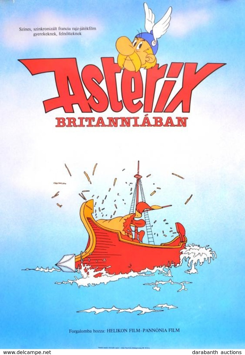 1986 Asterix Britanniában, Francia Rajzfilm Plakát, Bal Felső Sarkán Kis Kopás, 80x60 Cm - Sonstige & Ohne Zuordnung