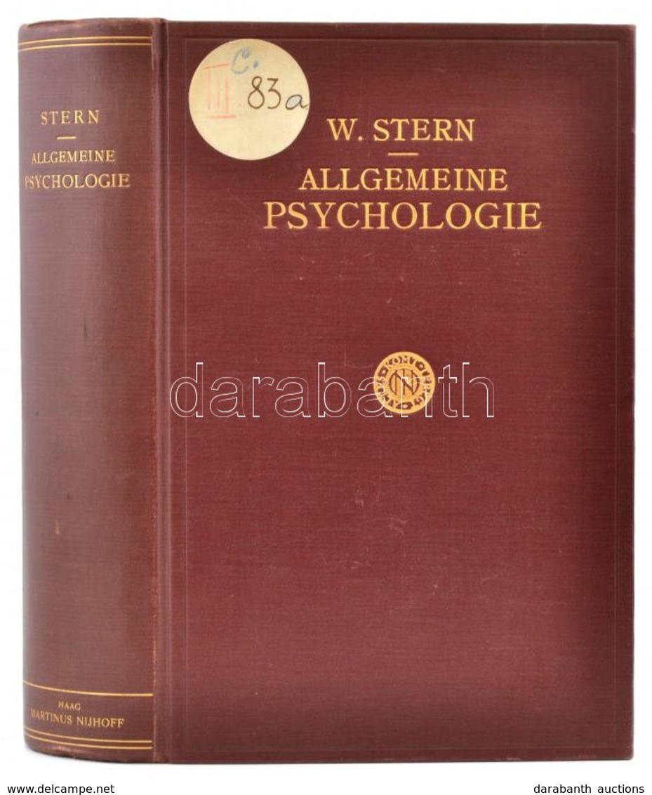 William Stern: Allgemeine Psychologie Auf Personalisticher Grundlage. Haag,1935, Martinus Nijhoff, XXVIII+831 P. Német N - Ohne Zuordnung