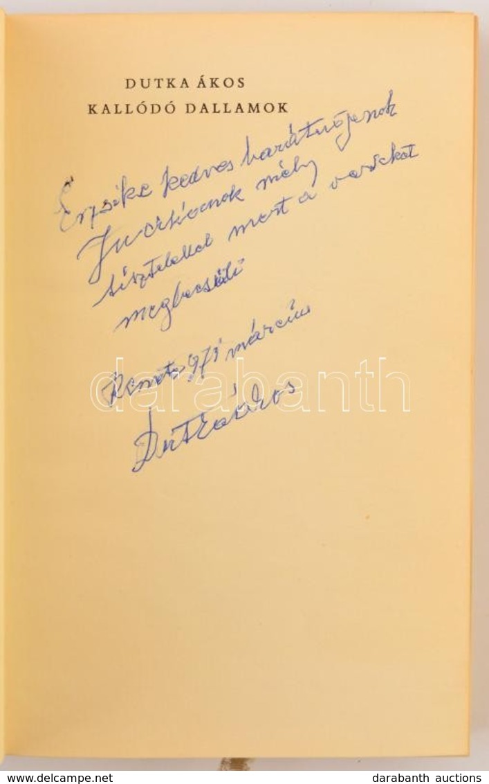 Dutka Ákos: Kallódó Dallamok. Bp.,1970, Magvető, 249+1 P. Első Kiadás. Kiadói Egészvászon-kötés, Kiadói Papír Védőborító - Non Classés