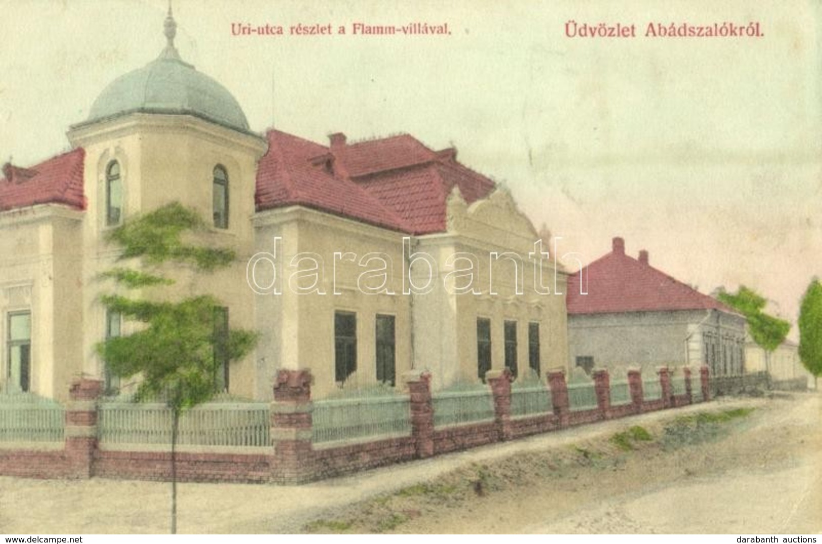 T2/T3 1907 Abádszalók, Úri Utca, Flamm Villa (Takarékpénztár). Deszberg Vilmos Kiadása (EK) - Non Classés