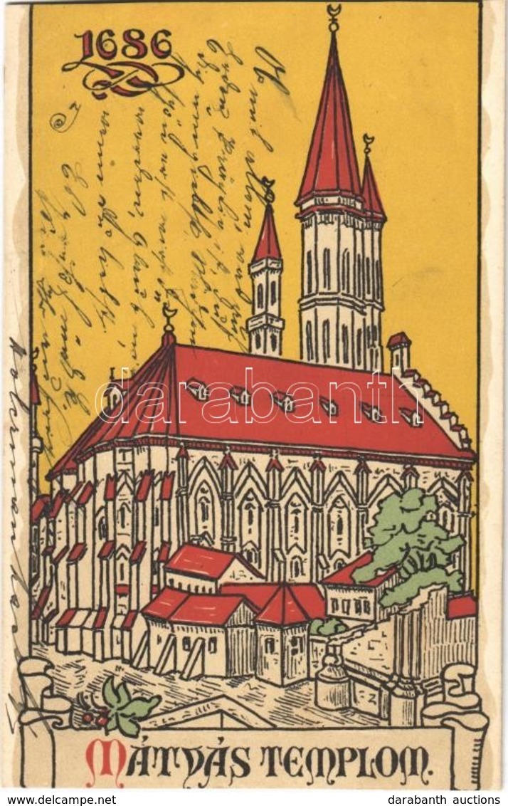 T3 1901 Budapest I. Mátyás Templom Anno 1686-ban. Art Nouveau (vágott / Cut) - Non Classés