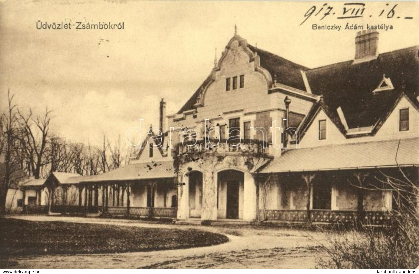 T2 1917 Zsámbok, Beniczky Ádám Kastélya. Weisz Ferenc Kiadása. Edelsheim-Gyulai Lillynek (Horthy István Felesége) Küldöt - Non Classés