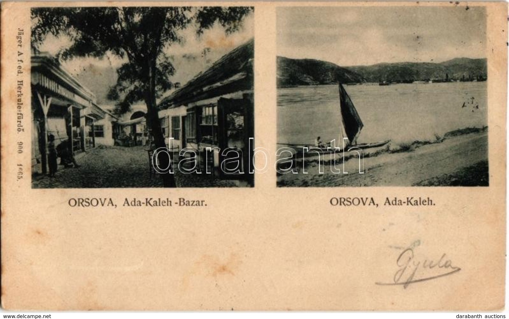 T2/T3 1902 Ada Kaleh, Orsova; Török Bazár, Vitorlás Csónak. Jäger Alfréd Kiadása / Turkish Bazaar Shop, Sailing Boat (fl - Ohne Zuordnung