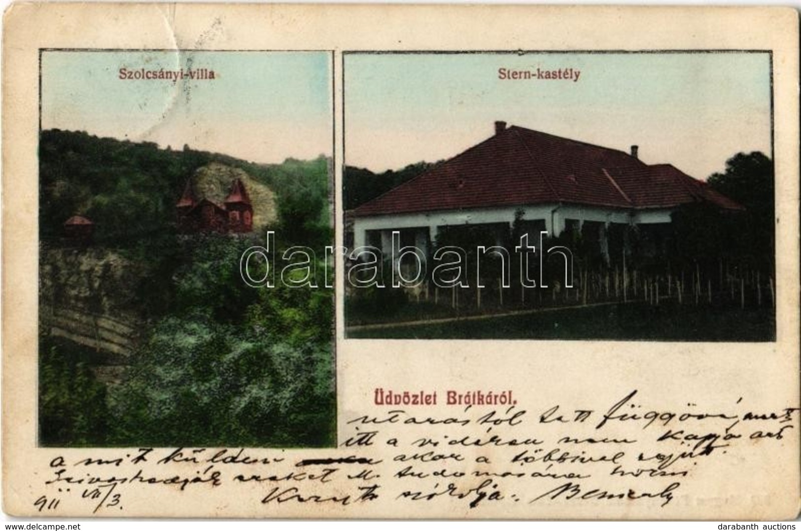 T2/T3 1911 Barátka, , Brátka, Bratca; Szolcsányi Villa, Stern Kastély / Villa And Castle (EK) - Ohne Zuordnung