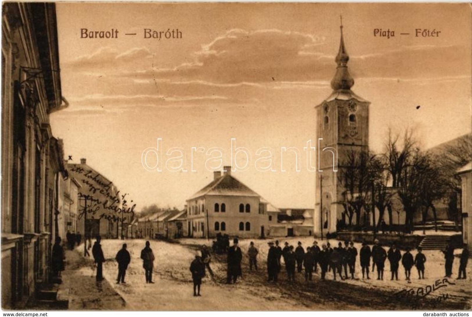 T2 1926 Barót, Baraolt; Fő Tér, Templom, Tél. Égető Nyomda / Piata / Main Square, Church, Winter - Non Classés