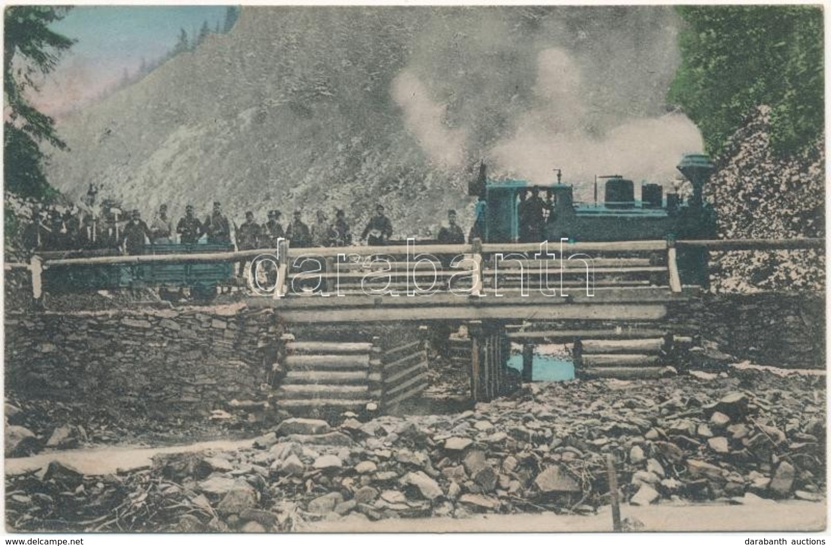 T2/T3 Borsa, Hadi Vonat A Határban Fahídon, Katonák és Csendőrök. Kiadja Wider Hers / Military Train On Wooden Bridge Ne - Ohne Zuordnung