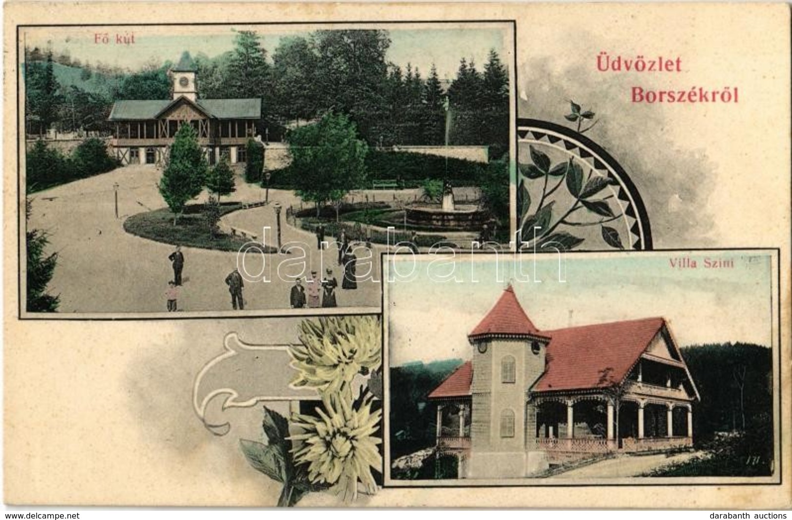 T2 1911 Borszék, Borsec; Fő Kút, Villa Szini / Main Spring, Villa. Art Nouveau - Ohne Zuordnung
