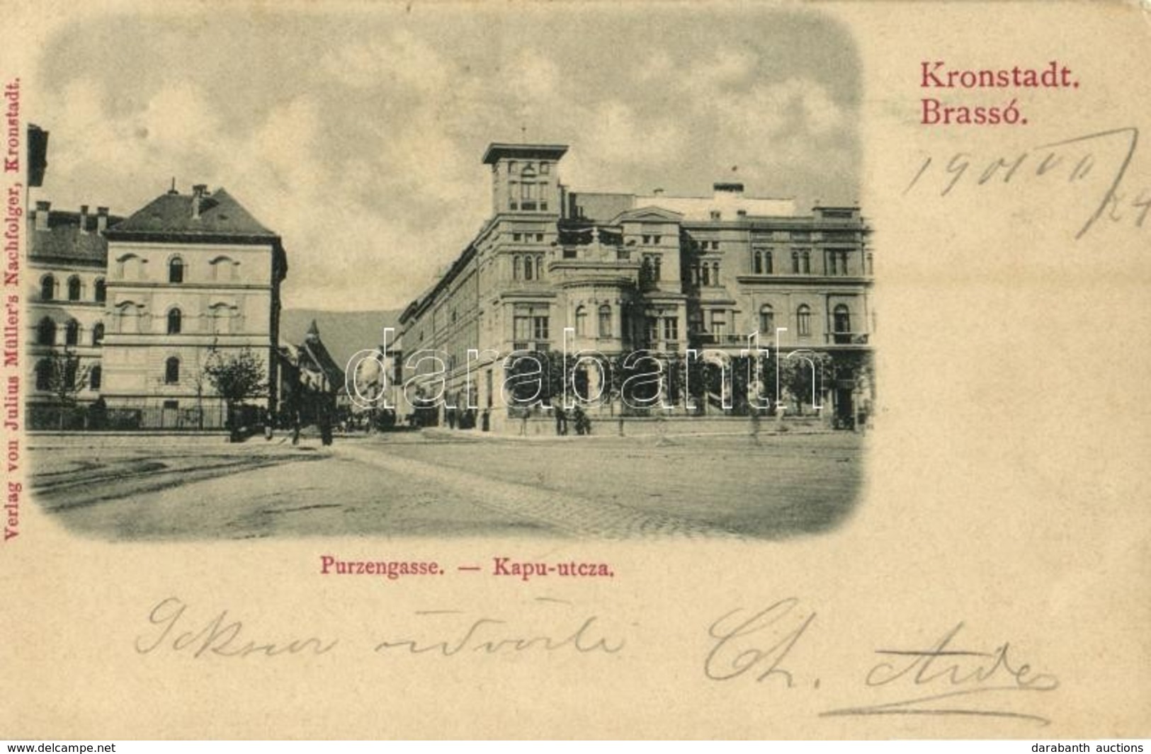 * T2 1901 Brassó, Kronstadt, Brasov; Kapu Utca / Purzengasse. Julius Müller's Nachfolger / Street - Ohne Zuordnung