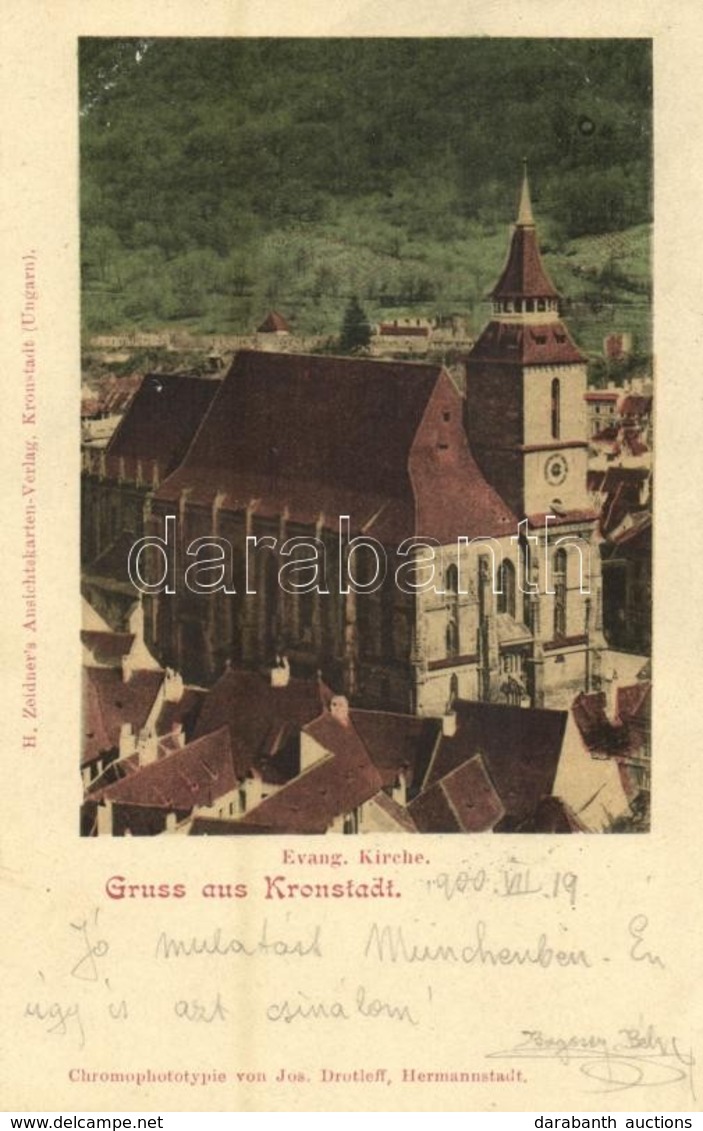 T1/T2 1900 Brassó, Kronstadt, Brasov; Evangélikus Templom. H. Zeidner és Jos. Drotleff Kiadása / Church - Ohne Zuordnung