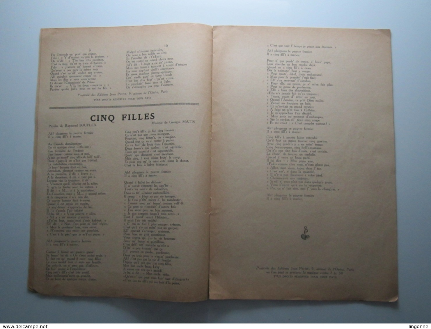 N° 53 RECUEIL DE DIX MONOLOGUES ET CHANSONS HUMORISTIQUES A SUCCÈS RAYMOND SOUPLEX - 1901-1940