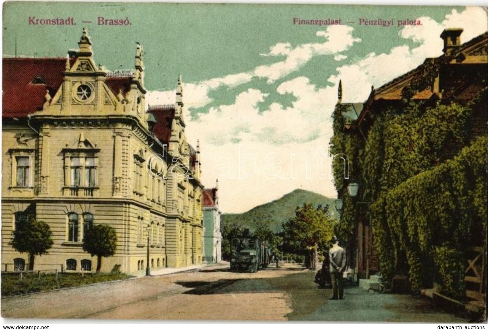 T2 1916 Brassó, Kronstadt, Brasov; Pénzügyi Palota, Utca, Városi Vasút / Financial Directorate, Street With Urban Railwa - Ohne Zuordnung