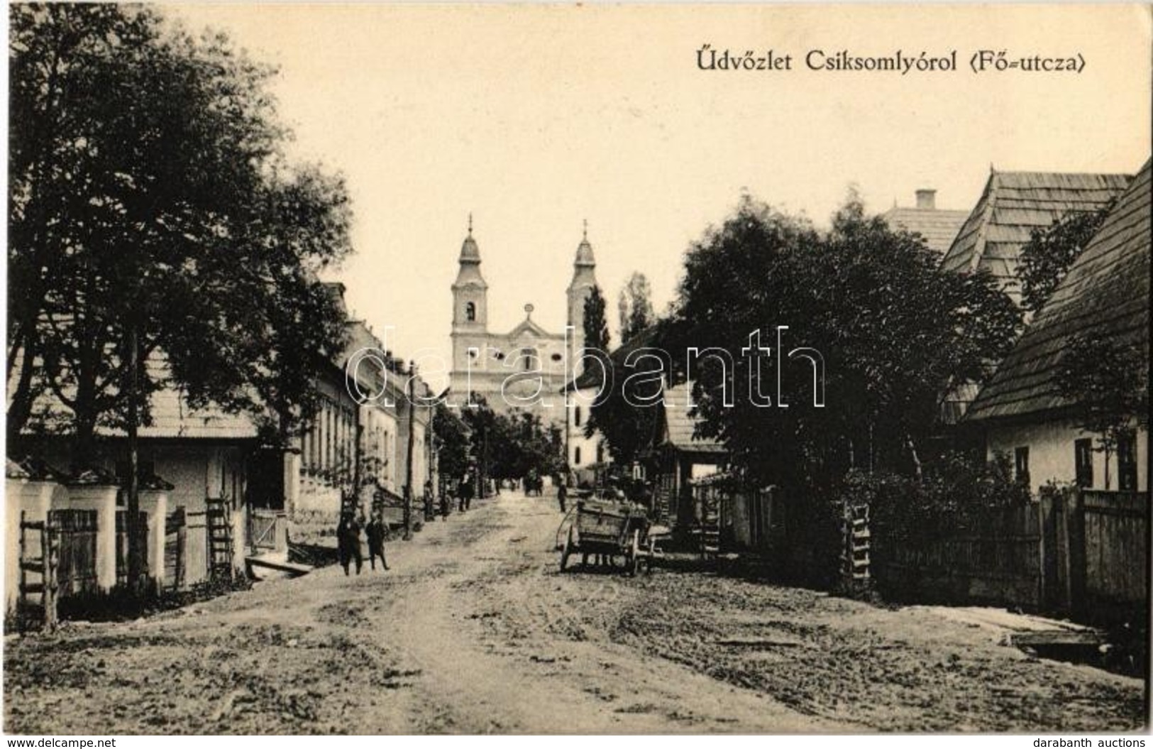 ** T1 Csíksomlyó, Sumuleu Ciuc; Fő Utca, Templom / Main Street, Church - Ohne Zuordnung