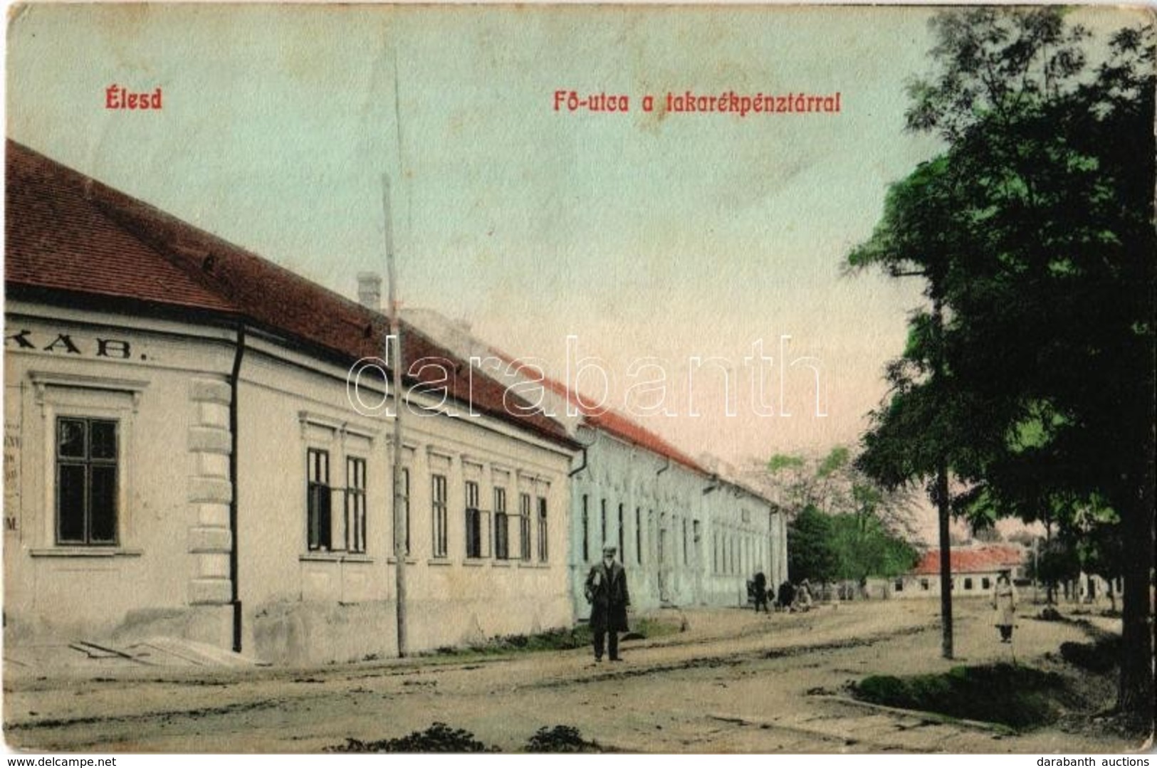 T2/T3 1907 Élesd, Alesd; Fő Utca, Takarékpénztár, Jakabfi Jakab üzlete / Main Street, Savings Bank, Shop - Non Classés