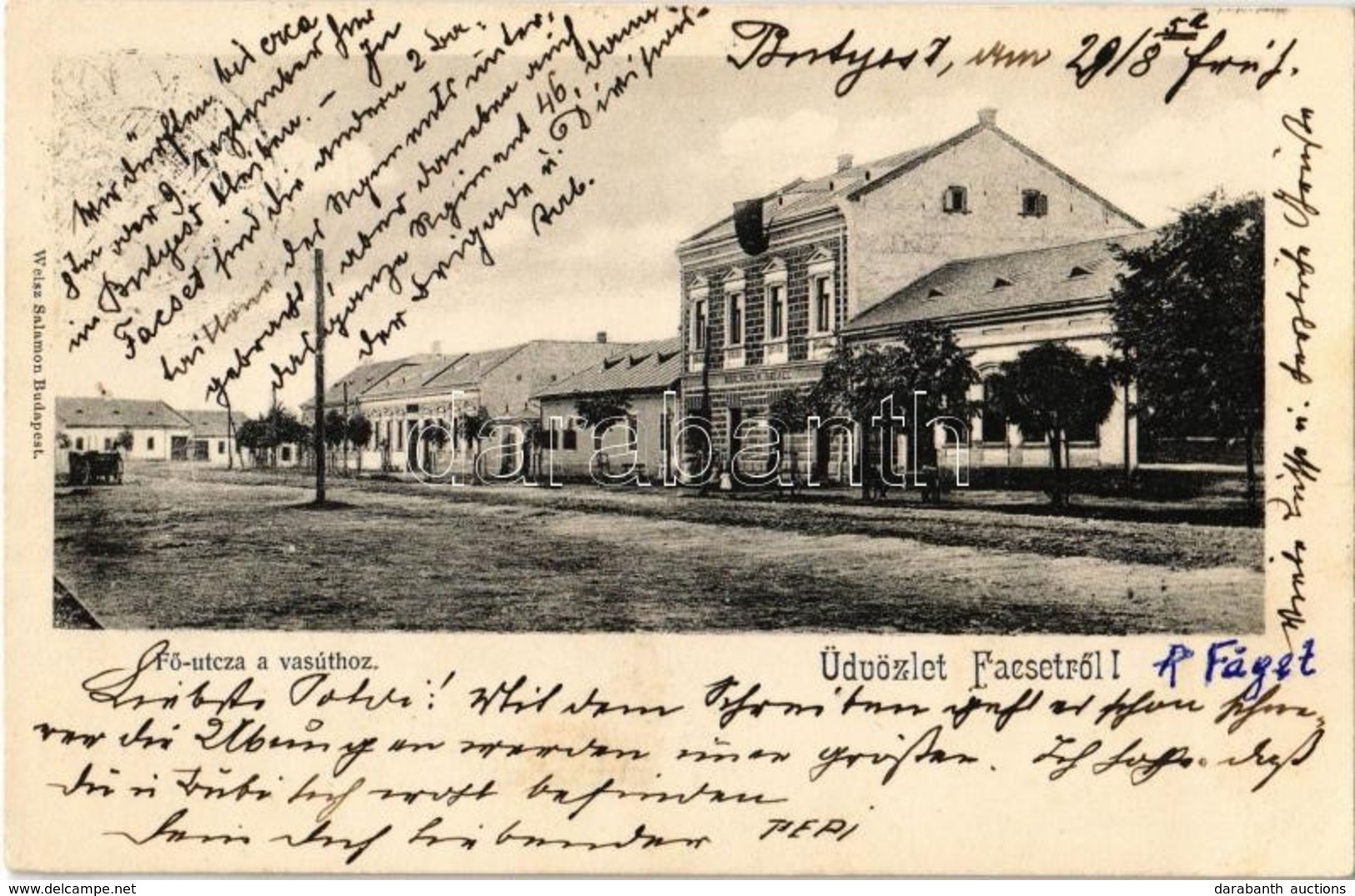 T2/T3 1902 Facset, Facsád, Faget; Fő Utca A Vasúthoz, Mailander Rafael üzlete. Weisz Salamon Kiadása / Main Street To Th - Ohne Zuordnung