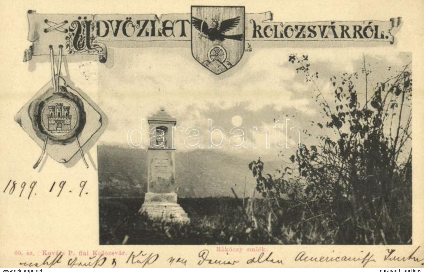 T2/T3 1899 (Vorläufer!) Kolozsvár, Cluj; Rákóczi Emlék. Kováts P. Fiai 60. Sz. / Military Monument. Art Nouveau (EK) - Non Classés