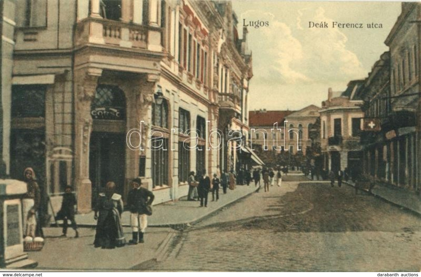 * T1/T2 Lugos, Lugoj; Deák Ferenc Utca, Corso Kávéház. Szidon József Kiadása / Street, Cafe - Ohne Zuordnung