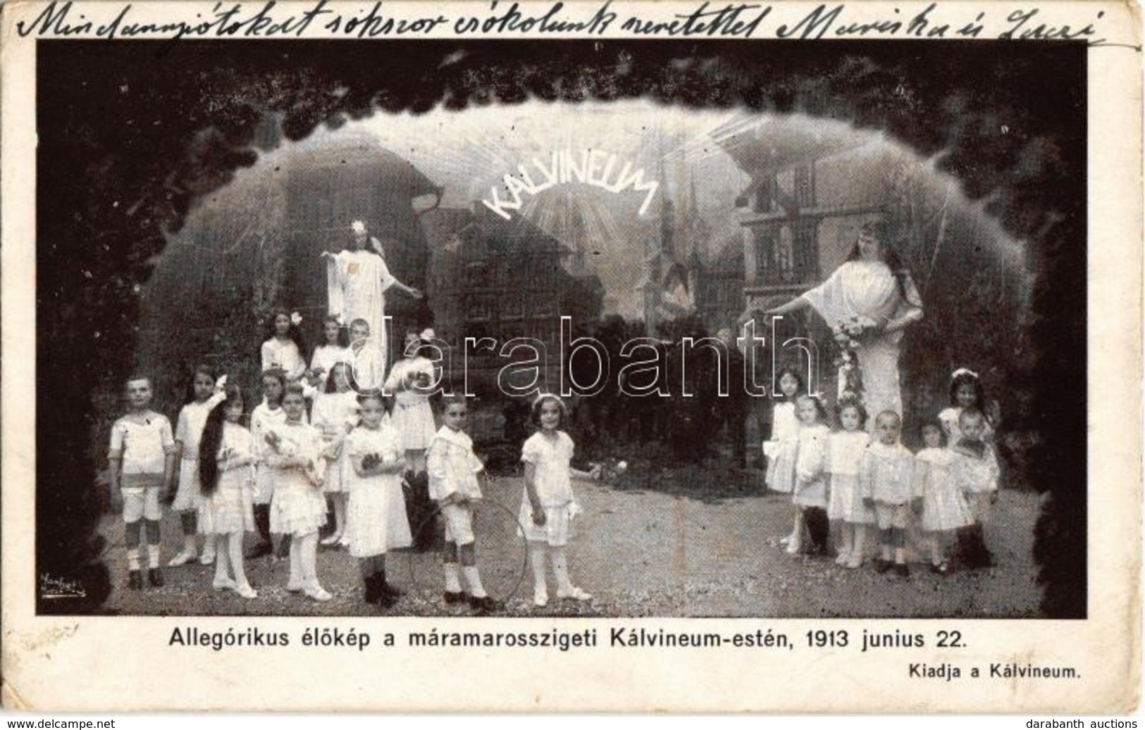 T2/T3 1913 Máramarossziget, Sighetu Marmatiei; Allegórikus élőkép A Kálvineum Estén Június 22-én. Hoffmann és Kronovitz  - Non Classés