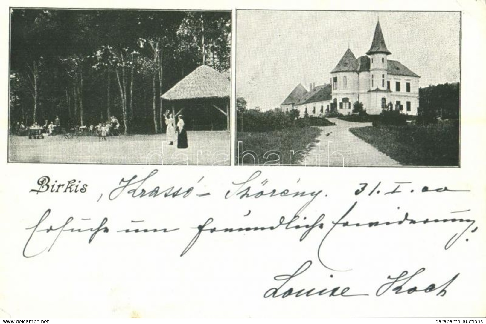 T2/T3 1900 Marosberkes, Birkis, Birchis; Mocsónyi-kastély, Teniszpálya / Castle, Tennis Court - Non Classés