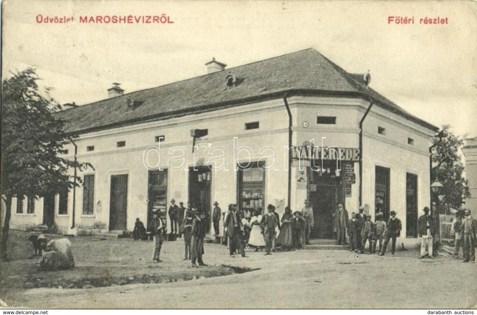 * T2/T3 Maroshévíz, Oláhtoplica, Toplita, Toplica; Fő Tér, Walter Ede üzlete és Saját Kiadása / Main Square With Shop (E - Ohne Zuordnung