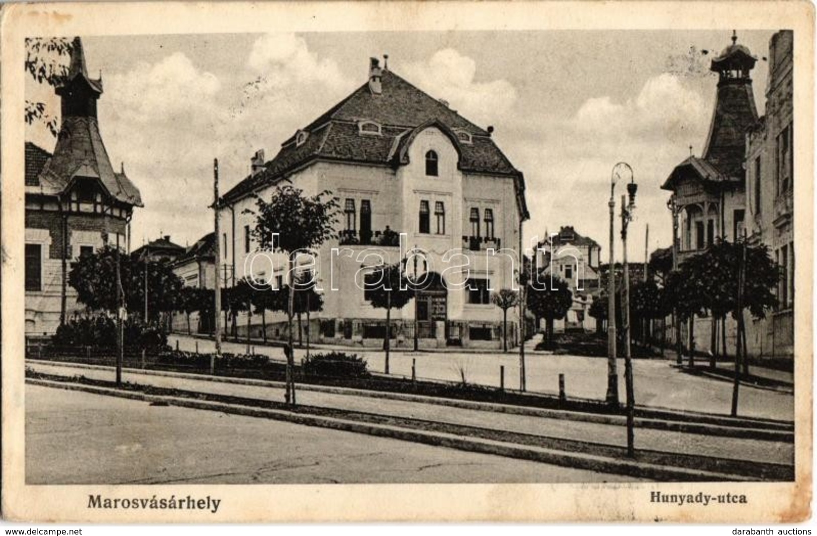 T2/T3 1915 Marosvásárhely, Targu Mures; Hunyady (Bethlen Gábor) Utca, Háttérben A Városi Vízmedence. Tükör Nyomda Levélp - Non Classés