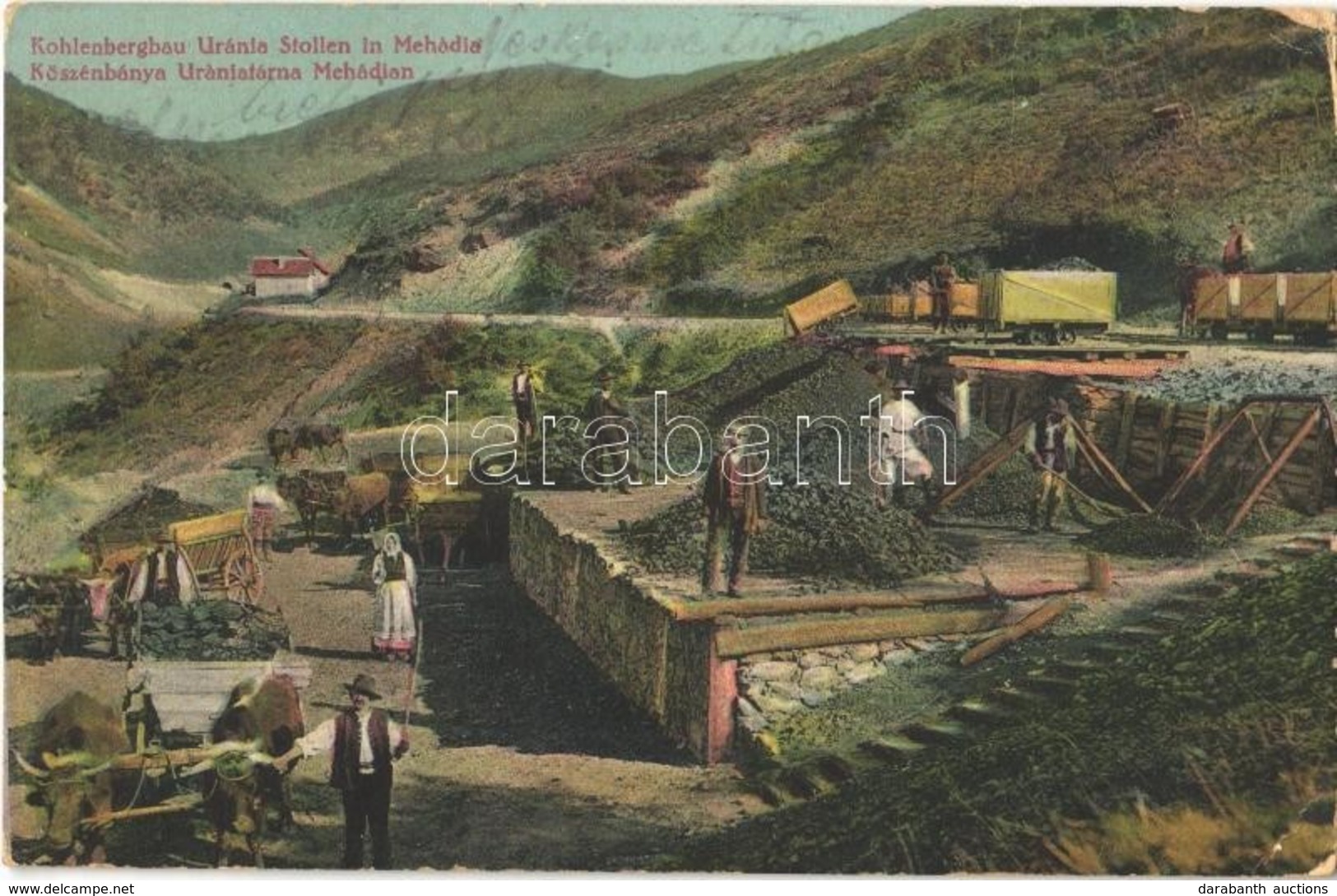 T2/T3 1915 Mehádia, Mehadia; Kőszénbánya Uránia Tárna, Iparvasút, Bányászok / Kohlenbergbau Uránia Stollen / Coal Mine,  - Non Classés