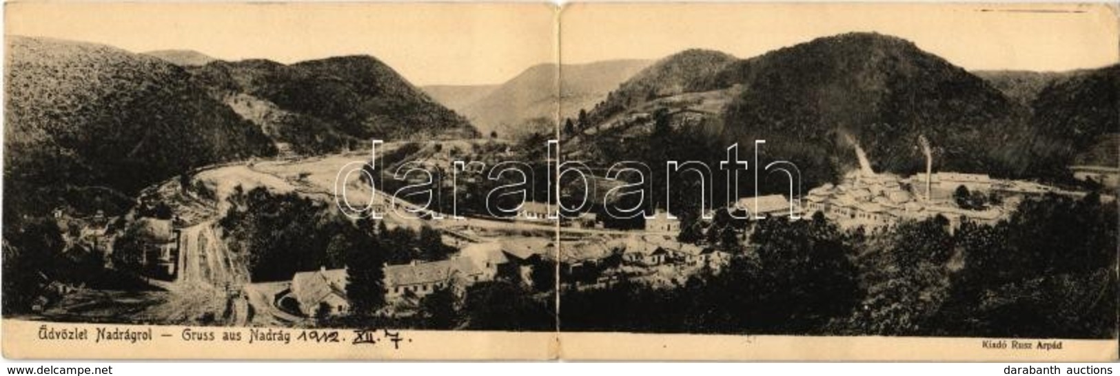 T2/T3 1912 Nadrág, Vasgyár. Rusz Árpád Kiadása, Kinyitható Panorámalap / Iron Works, Factory View. Folding Panoramacard  - Ohne Zuordnung