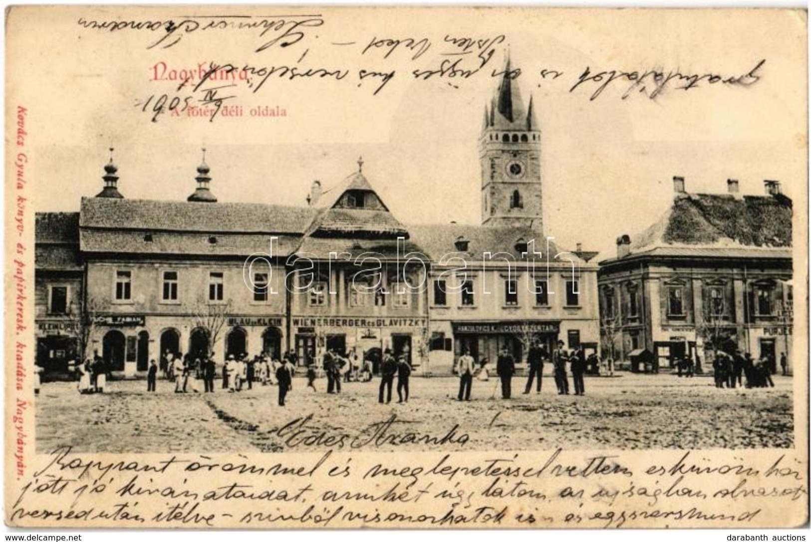 T2 1905 Nagybánya, Baia Mare; Fő Tér Déli Oldala, Klein Lipót, Fuchs Fábián, Blau és Klein, Wienerberger és Glavitzky, H - Ohne Zuordnung