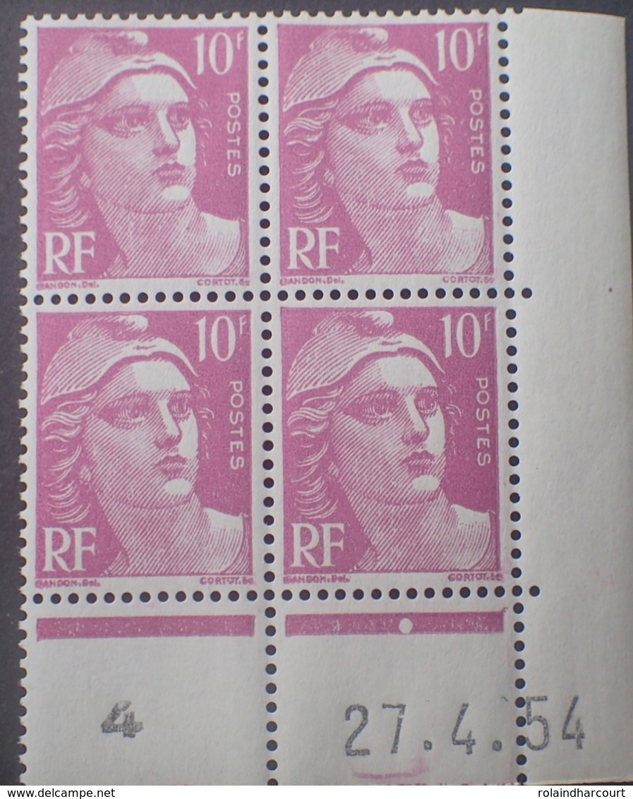 R1949/1178 - 1954 - TYPE MARIANNE De GANDON - BLOC LUXE N°811 TIMBRES NEUFS** CdF Daté - 1950-1959