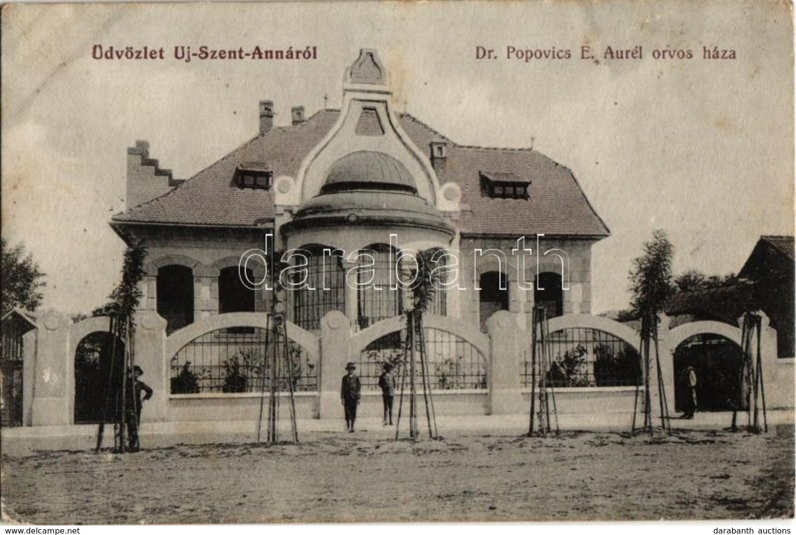 * T2 1916 Újszentanna, Szentanna, Santana; Dr. Popovics E. Aurél Orvos Háza. W.L. Bp. 396. / Doctor's Villa - Ohne Zuordnung