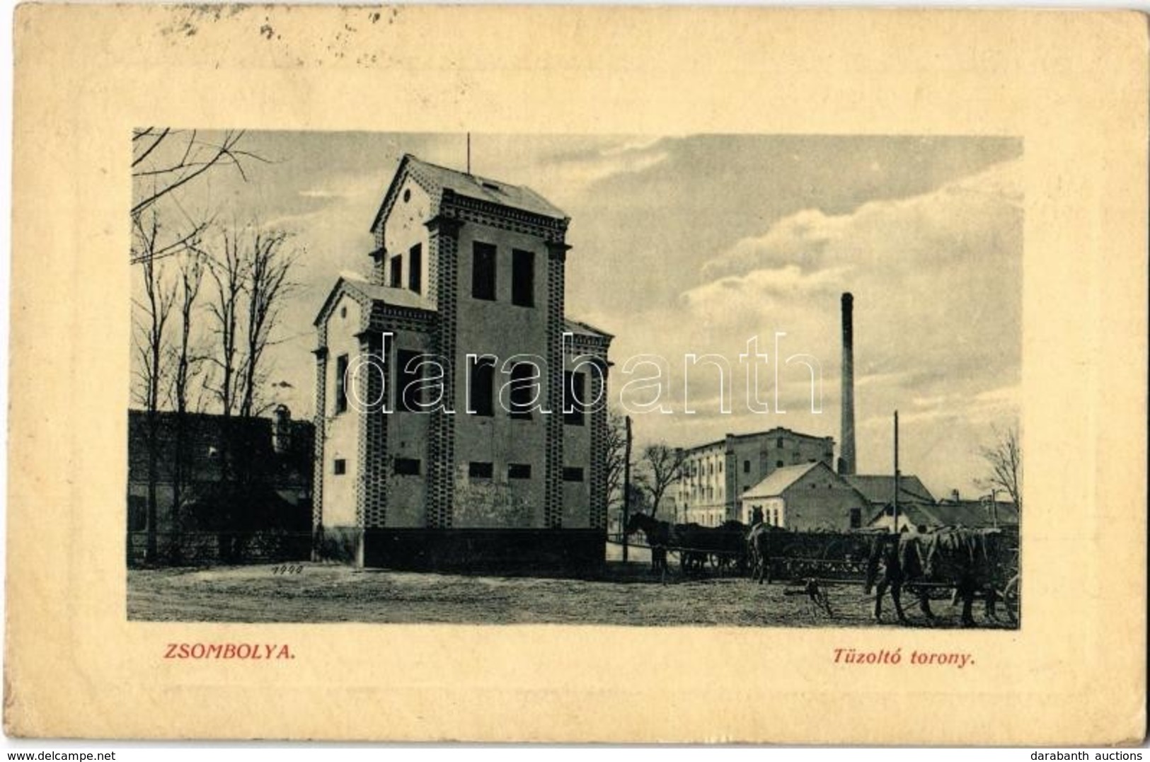 T2 1912 Zsombolya, Jimbolia; Tűzoltó Torony, Gyár. W.L. Bp. 5492. / Firefighter's Tower, Factory - Non Classés