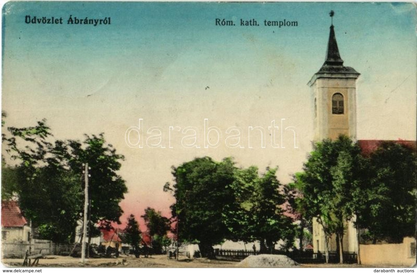 T2/T3 1914 Ábrány, Abranovce; Utcakép, Római Katolikus Templom / Street View With Church (Rb) - Ohne Zuordnung