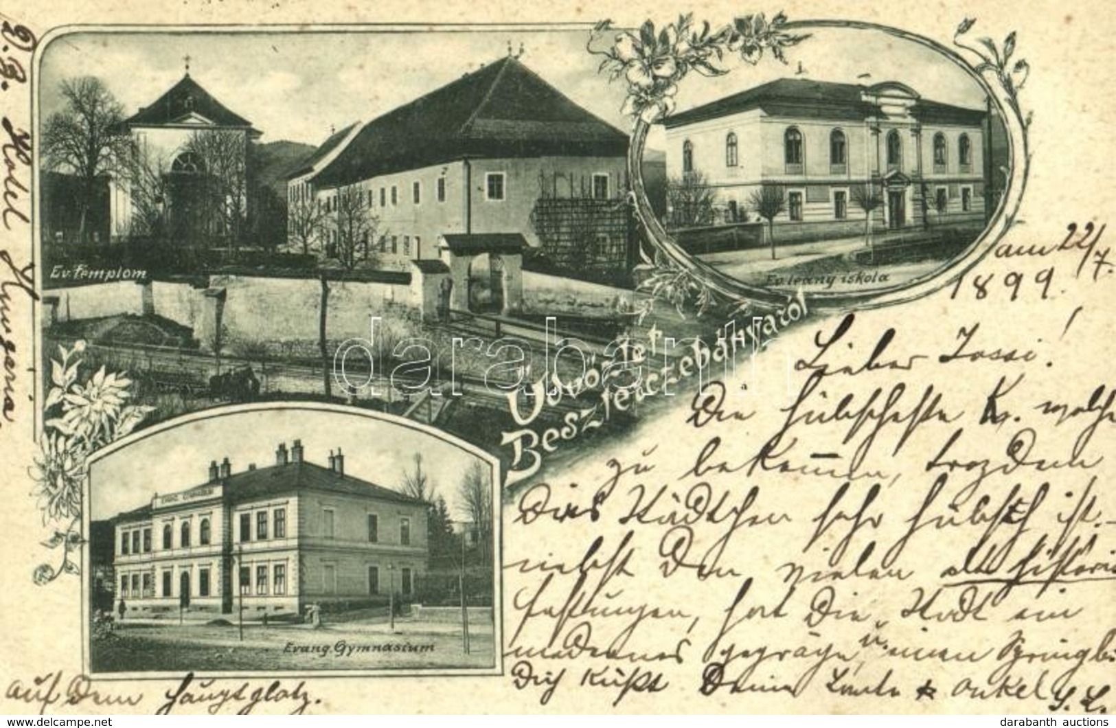 T2/T3 1899 (Vorläufer!) Besztercebánya, Banská Bystrica; Evangélikus Templom, Gimnázium és Leány Iskola / Lutheran Churc - Non Classés