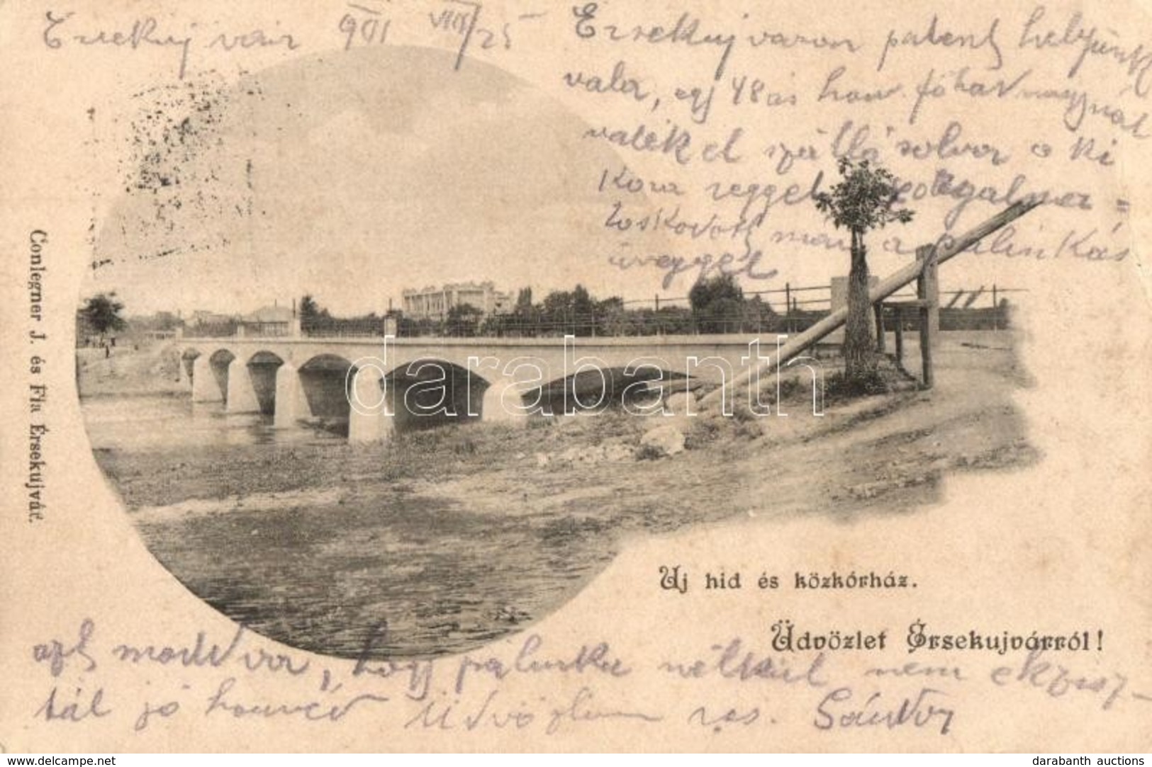 T2/T3 1901 Érsekújvár, Nové Zamky; Új Híd és Közkórház / New Bridge And Hospital (EK) - Ohne Zuordnung