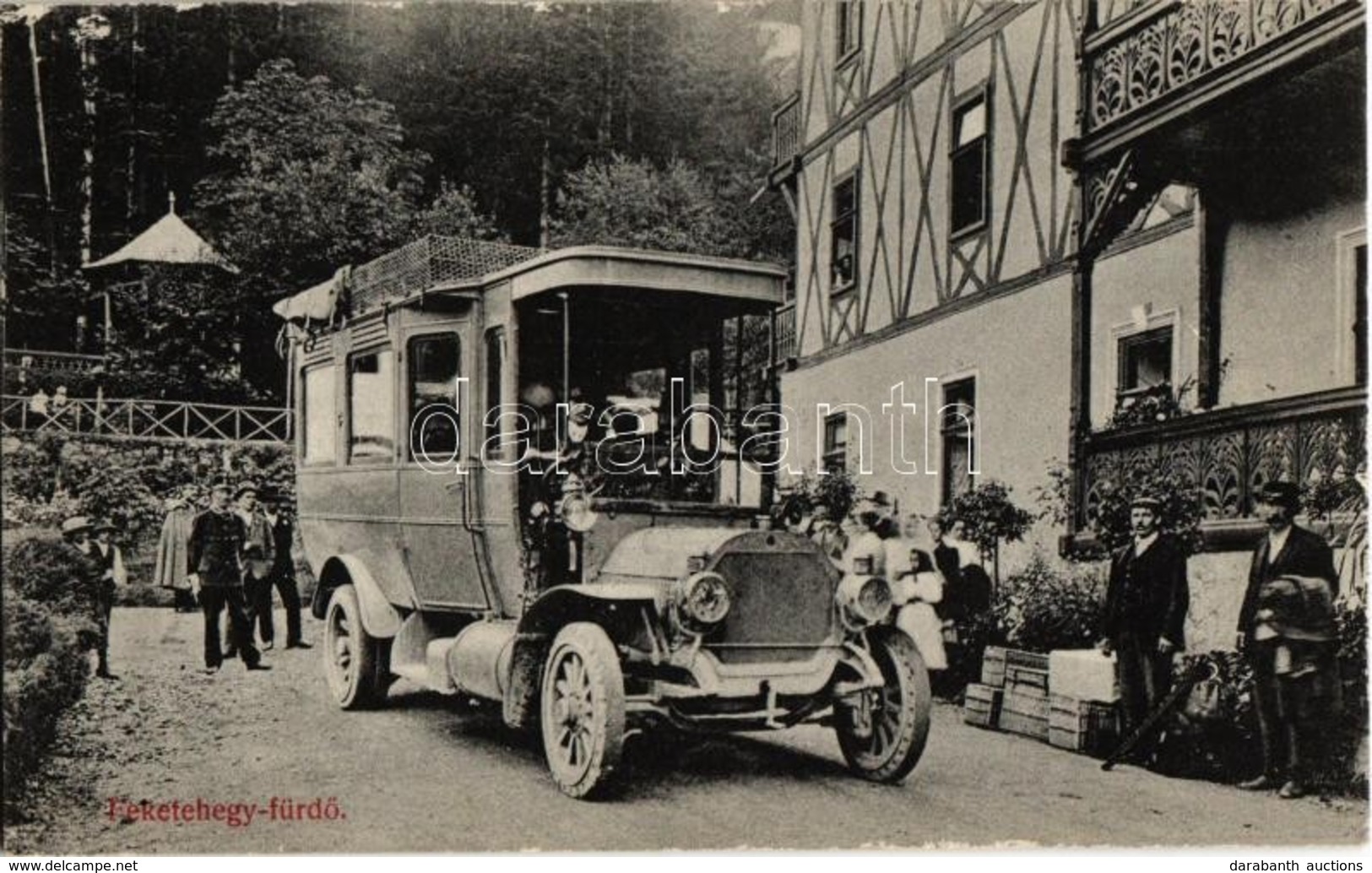 T2 1912 Feketehegyfürdő, Merény, Nálepkovo; Autóbusz Megállóhely / Autobus Station - Non Classés