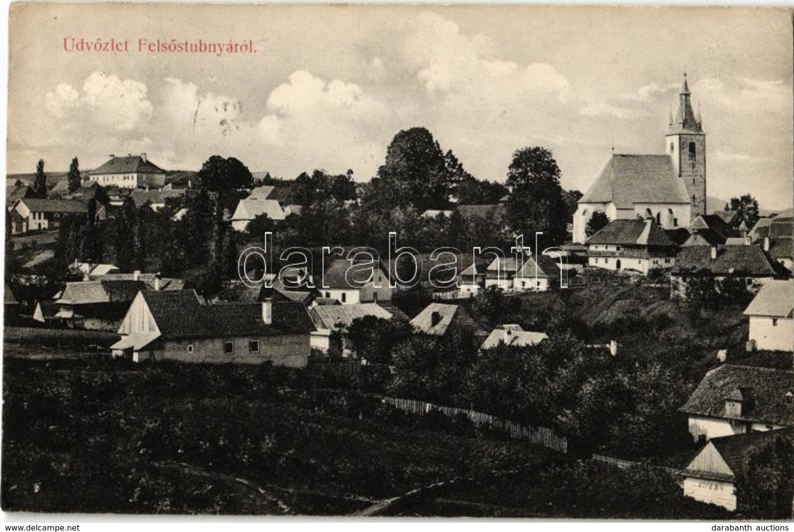 T2 1913 Felsőstubnya, Horná Stubna; Látkép Templommal / General View With Church - Ohne Zuordnung