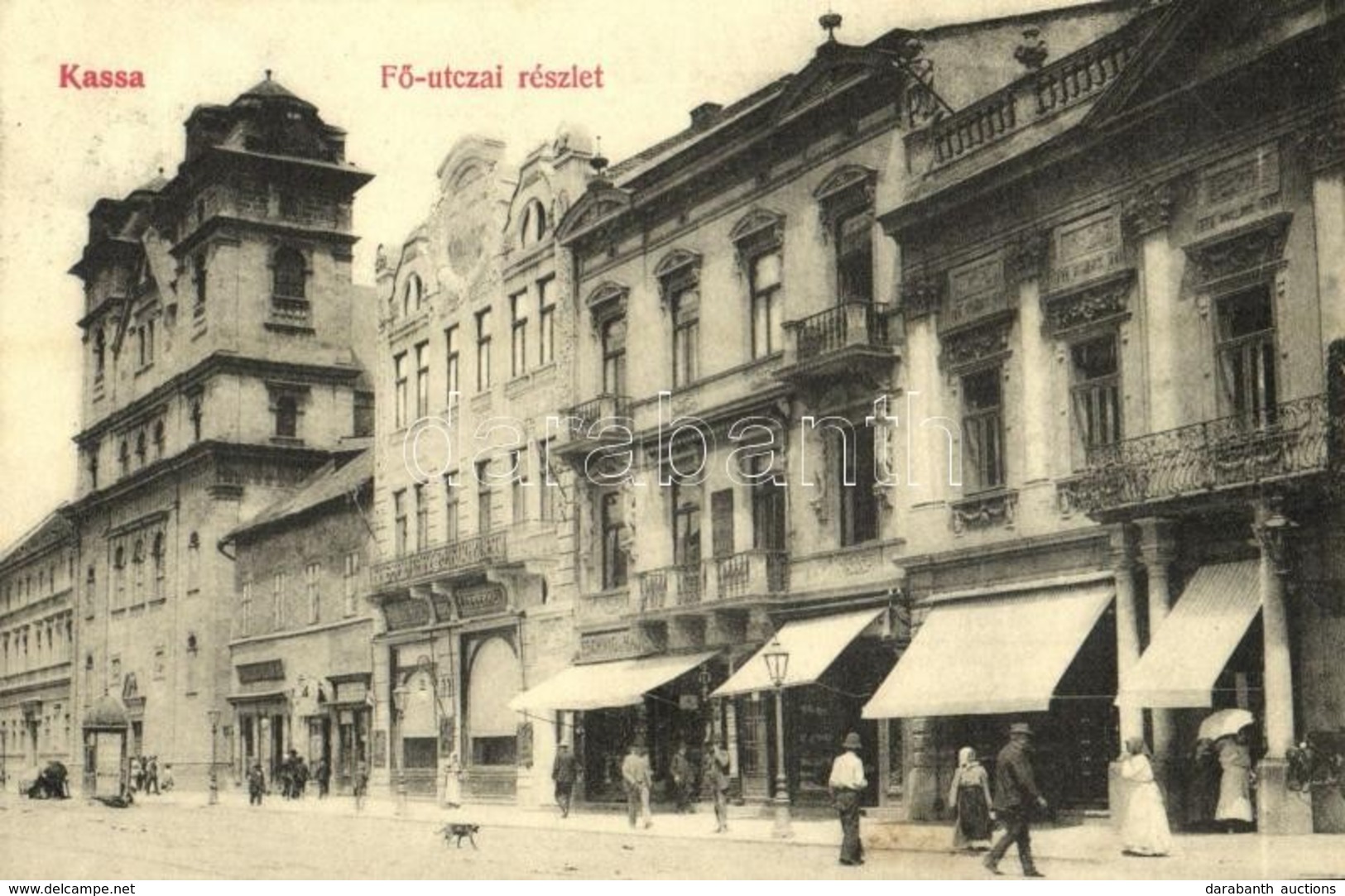 T2 1906 Kassa, Kosice; Fő Utca, Eschwig és Hajts üzlete, étterem / Main Street, Shops, Restaurant - Non Classés