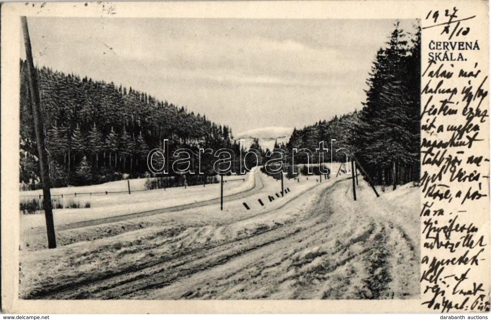 T2/T3 1927 Vereskő, Cervená Skala (Királyhegyalja, Sumjácz, Sumiac); út Télen / Road In Winter  (EK) - Non Classés