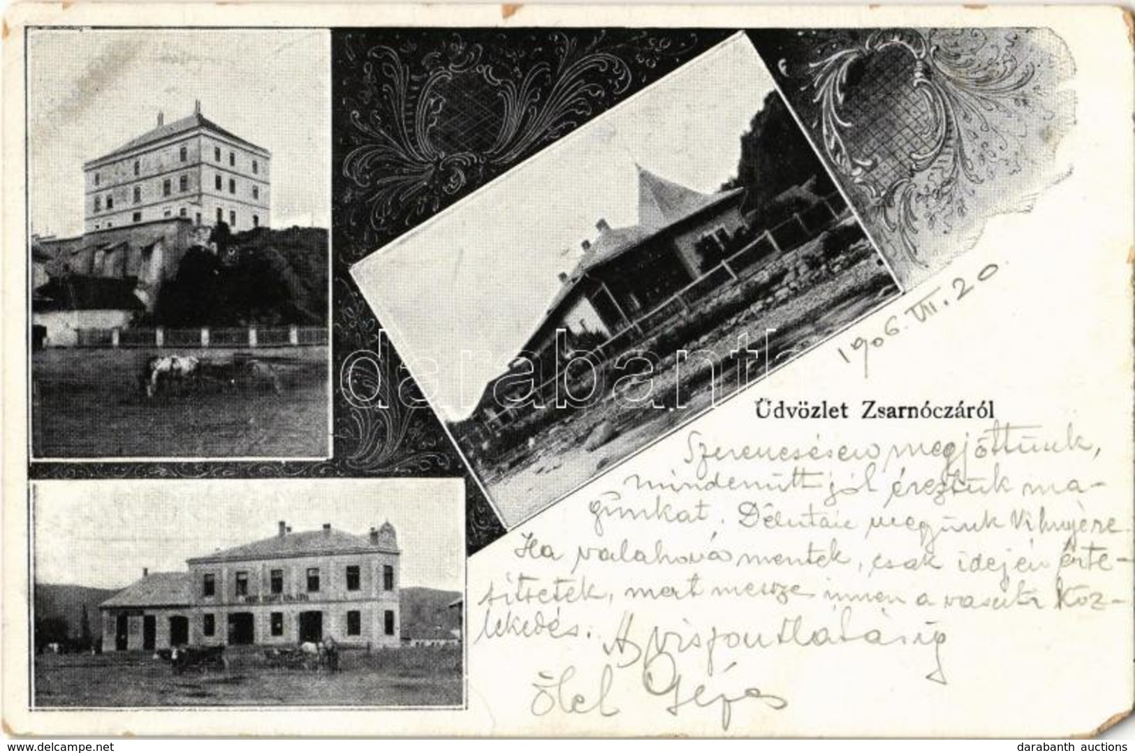 T3 1906 Zsarnóca, Zarnovica; Kincstári Kastély (Dóczy Várkastély), Erdőrendőrség, Szálloda / Castle (later Used As A For - Non Classés