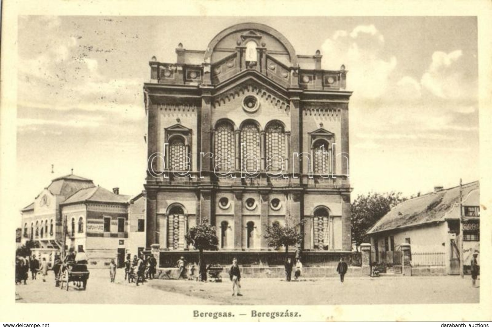 T2 1931 Beregszász, Berehove; Zsinagóga, Fürdő, Corso üzlet / Synagogue, Spa, Shop - Ohne Zuordnung