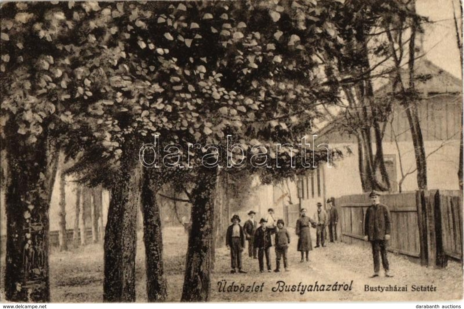 T2 1915 Bustyaháza, Handalbustyaháza, Bushtyno, Bustino; Sétatér. Glück Mayer Kiadása / Promenade + 'K.u.K. 19. I. T. D. - Ohne Zuordnung