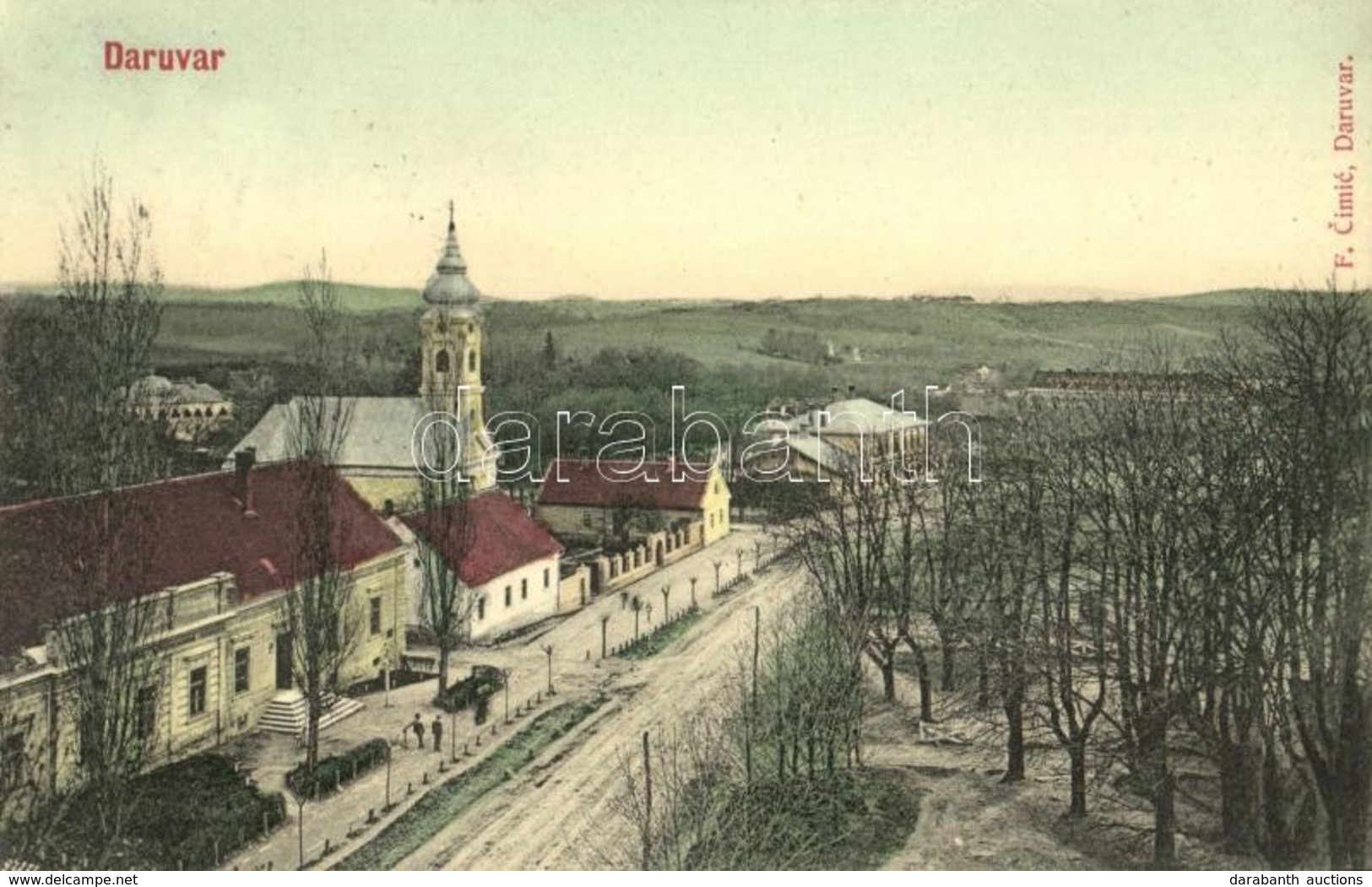 T2 1907 Daruvár, Daruvar; Fő Utca, Templom / Main Street, Church - Non Classés