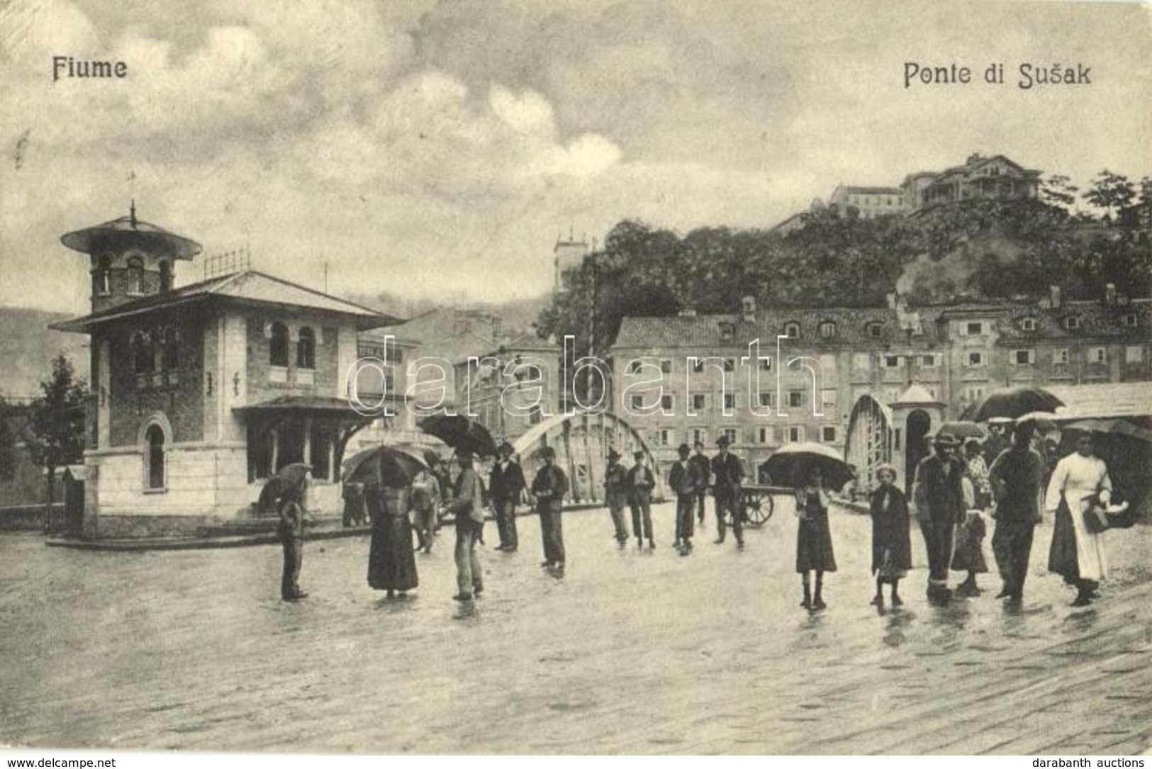 T2/T3 1908 Fiume, Rijeka; Ponte Di Susak / Bridge, Raining, People With Umbrellas (EK) - Non Classés